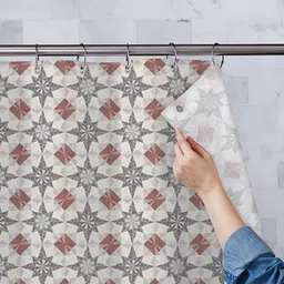 ArtzFolio Grey & White Printed Waterproof Shower Curtains-32