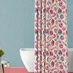 ArtzFolio Pink & White Printed Waterproof Shower Curtains-22