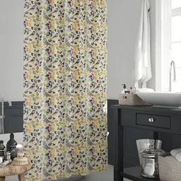 ArtzFolio Beige & Blue Printed Waterproof Shower Curtains-picture-13