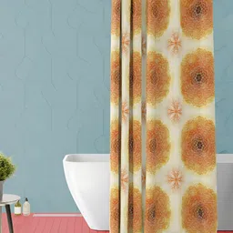 ArtzFolio Orange & White Printed Waterproof Shower Curtain-15