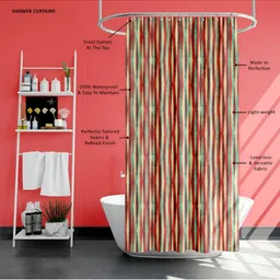 ArtzFolio Red & Green Printed Waterproof Shower Curtains image 2
