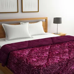 Arrabi Purple & Pink Floral Heavy Winter Double Bed Quilt-picture-17