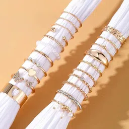 Jewels Galaxy Set Of 21 Gold-Plated Stackable Rings-17