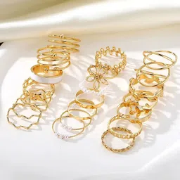 Jewels Galaxy Set Of 22 Gold-Plated Stackable Finger Rings-10