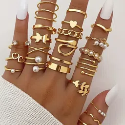 Jewels Galaxy Set of 22 Gold-Plated Stackable Rings-12