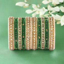 leshya Set Of 30 Brass-Plating Stones Studded Bangle-57