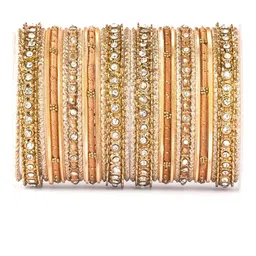 leshya Set Of 30 Brass-Plated Stones & Studded Bangles-55
