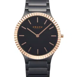 Obaku Linje Ink Men Round Dial & Stainless Steel Straps Analogue Watch V292GXMBSB-15
