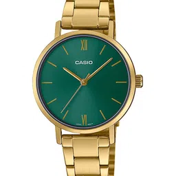 CASIO Women Green Dial & Gold Toned Stainless Steel Straps Analogue Watch - A1999-image-48