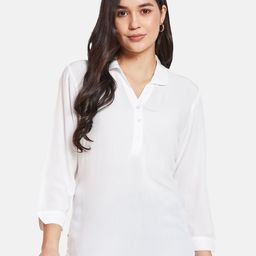 METTLE Solid Cotton Shirt Style Top-image-22