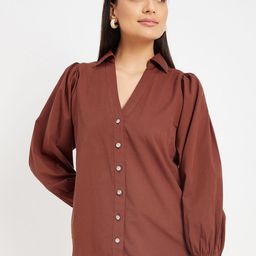 DRAPE AND DAZZLE Cotton Shirt Style Top-image-77
