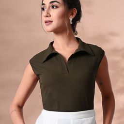 IUGA PU Coated Shirt Style Top-picture-57
