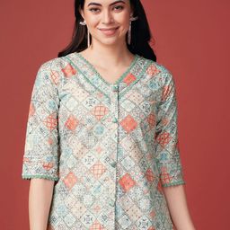 MOJILAA Ethnic Motifs Printed Shirt Style Top-image-30