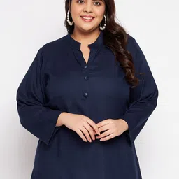 VINAAN Plus Size Band Collar Long Sleeves Shirt Style Top-image-38