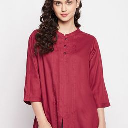 Ruhaans Mandarin Collar Shirt Style Top-image-94