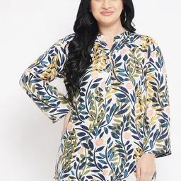 VINAAN Floral Print Mandarin Collar Top-picture-11