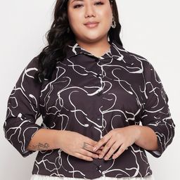 NABIA Plus Size Print Crepe Shirt Style Top-image-2