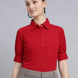 FITHUB Spread Collar Shirt Raglan Sleeves Style Formal Top-picture-24