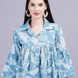 HIGHLIGHT FASHION EXPORT Geometric Print Shirt Style Top-image-13