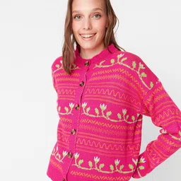Trendyol Women Fuchsia Floral Cardigan-image-44
