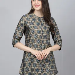 Divena Modal Mandarin Collar Printed Tunic-image-13