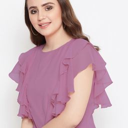 Bitterlime Mauve Ruffles Tiered Top image 4