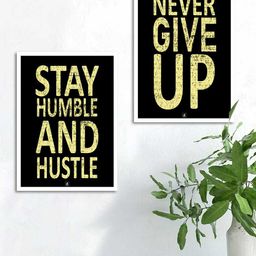 Art Street Set Of 2  Black & Yellow Printed Framed Wall Art-54