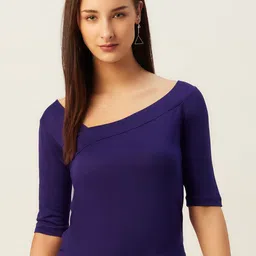 Belle Fille Blue Crepe Regular Top-image-9