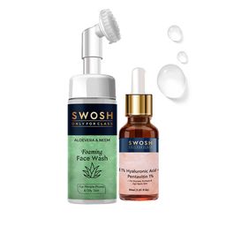 SWOSH Aloe Vera Foaming Face Wash & 1% Hyaluronic Acid Serum - 100ml + 30ml-37