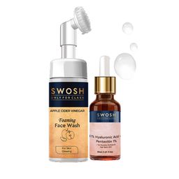 SWOSH Set of Apple Cider Vinegar Face Wash & 1% HA with 1% Pentavitin Serum - 100ml+30ml-12