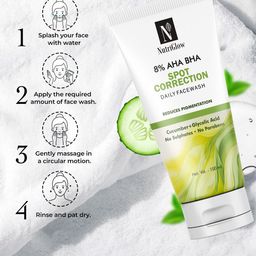 NutriGlow Set of 2 8% AHA BHA Spot Correction Daily Face Wash with Cucumber - 100 ml each image 3