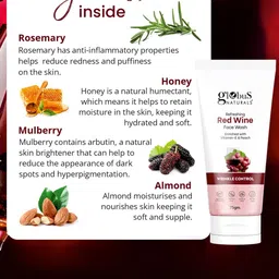 Globus naturals Set of 3 Refreshing Red Wine Face Wash with Vitamin E & Peach - 75 g each image 3
