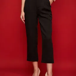 URBANGRACE BY KASSUALLY Women Solid Straight Fit Cropped Length Mid-Rise Regular Trousers-image-23