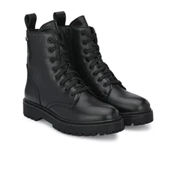 Delize Women Textured Vegan Leather High-Top Regular Boots-18