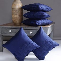 romee Blue Polyester Solid 16x16 inches Cushion Cover (5Pc)-picture-23