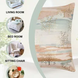 DREAM WEAVERZ Green & Peach-Coloured Set of 2 Abstract Velvet Square Cushion Covers image 5