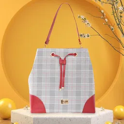 Caprese Checked Structured Shoulder Bag-12
