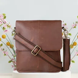 yelloe Men Tan Structured Messenger Bag-picture-53