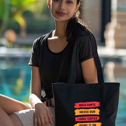 Doodle Typography Printed Eco-Friendly Cotton Canvas Shopper Tote Bag-6