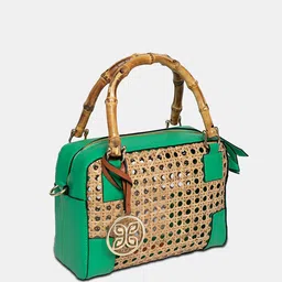 HIE Mila Textured Self Design Structured Jute Handheld Bag With Pouch image 3