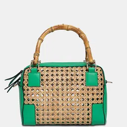 HIE Mila Textured Self Design Structured Jute Handheld Bag With Pouch image 4