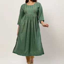 SHOWOFF Plus Thread Work A-Line Kurta image 3