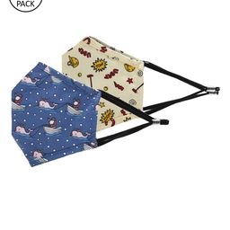 EL REGALO Kids Pack Of 2 Printed Cotton 3-Ply Reusable Cloth Masks-27