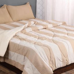 saral home Beige Striped 210 TC Cotton (Set of 4) Double Bed Bedding Sets-picture-33
