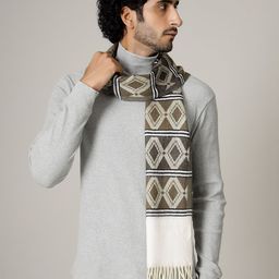 HANDICRAFT PALACE Men Green Patterned Wool Mufflers-4