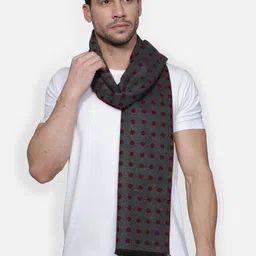 Alvaro Castagnino Men Maroon and Grey Polka Dot Printed Muffler-image-20
