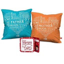 Indigifts Blue & Yellow 2 Pieces Printed Cushion Covers with Filler-image-35