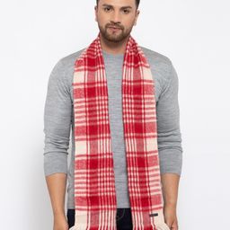 513 Men Red & Cream-Coloured Checked Muffler-15