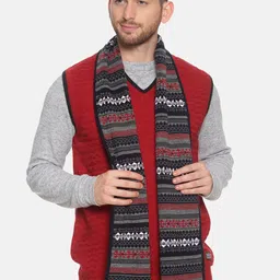513 Men Navy Blue & Grey Striped Knitted Muffler-image-123