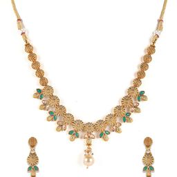 Jazz and Sizzle Gold-Plated Kundan-Studded & Beaded Jewellery Set-image-31